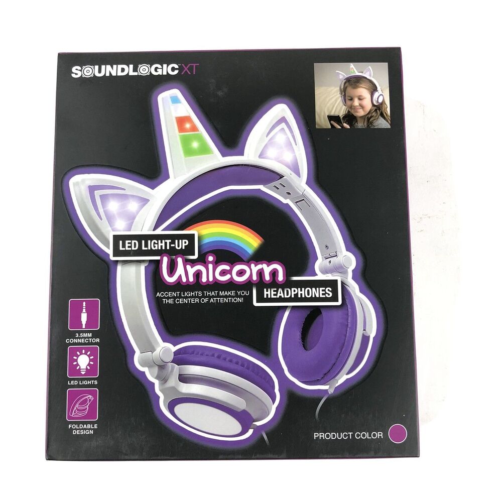 Soundlogic XT LED Light-Up Unicorn Headphones Foldable Design NIB